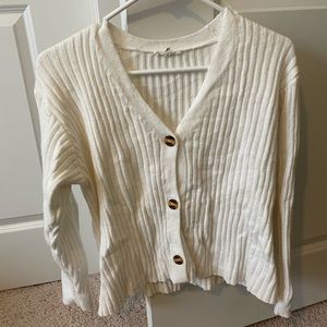 White cardigan with tortoise buttons size small